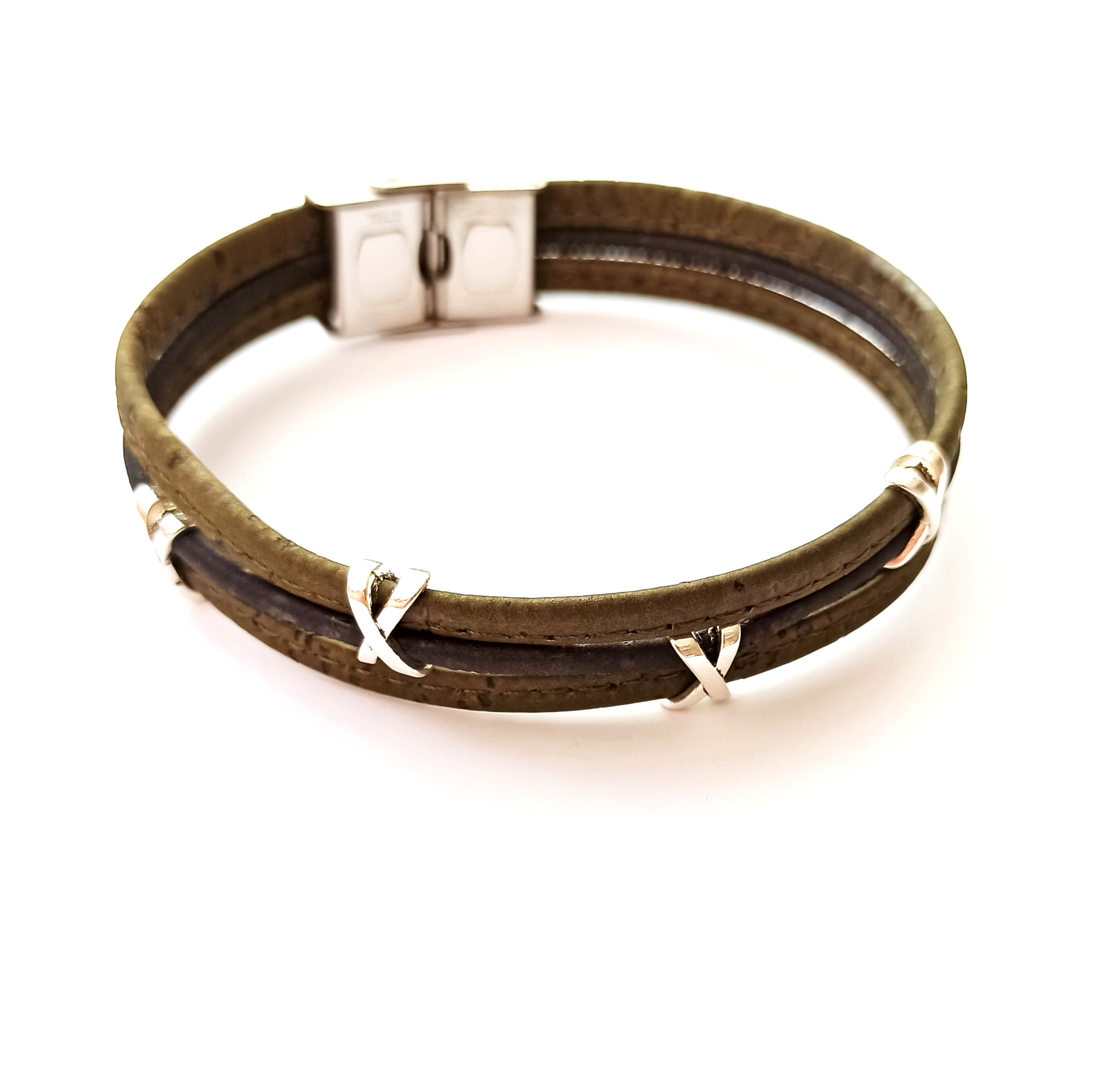 Bracelet en liège unisexe Valentin, vert kaki ou couleur au choix 10