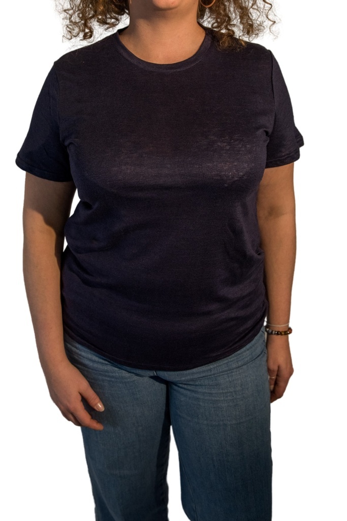 T-shirt en lin bio bleu marine fabriqué en Normandie 8