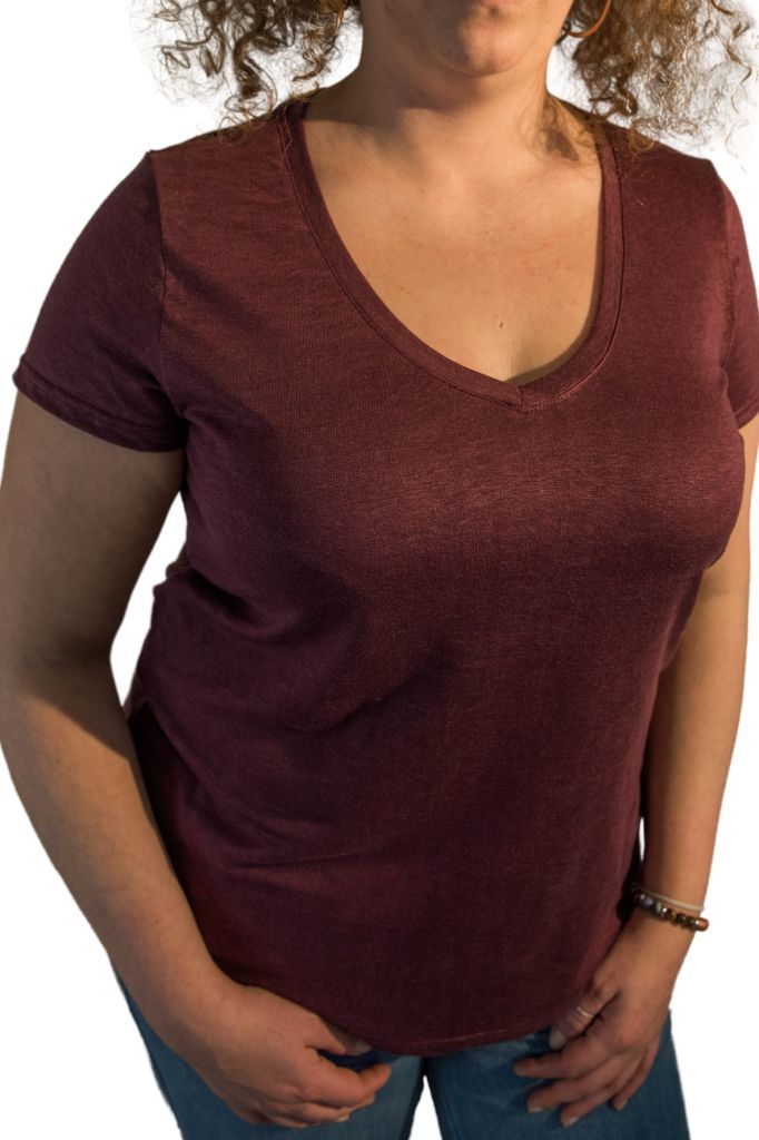 T-shirt en lin bio bordeaux fabriqué en Normandie 6