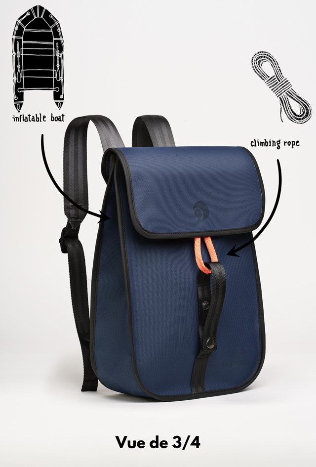 Sac à dos upcyclé bleu alpin GRAVELOT mini 5