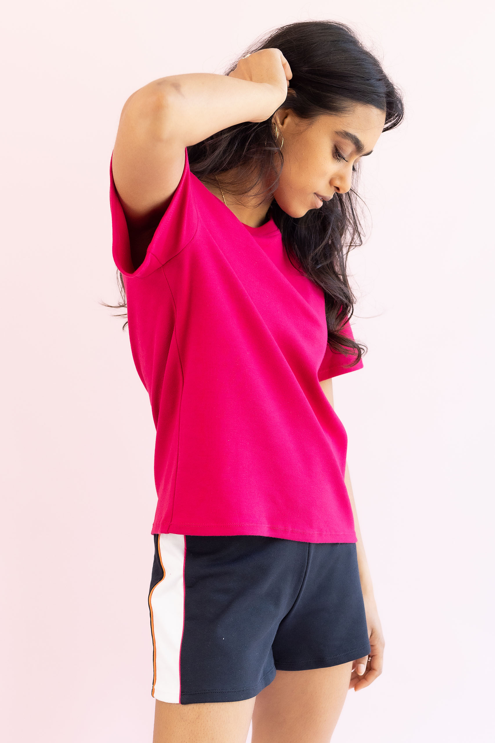 T-Shirt en Coton bio - GABRIEL (Fuchsia/Uni) 3