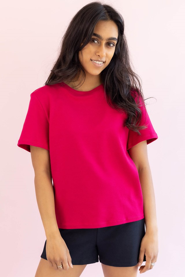 T-Shirt en Coton bio - GABRIEL (Fuchsia/Uni) 2