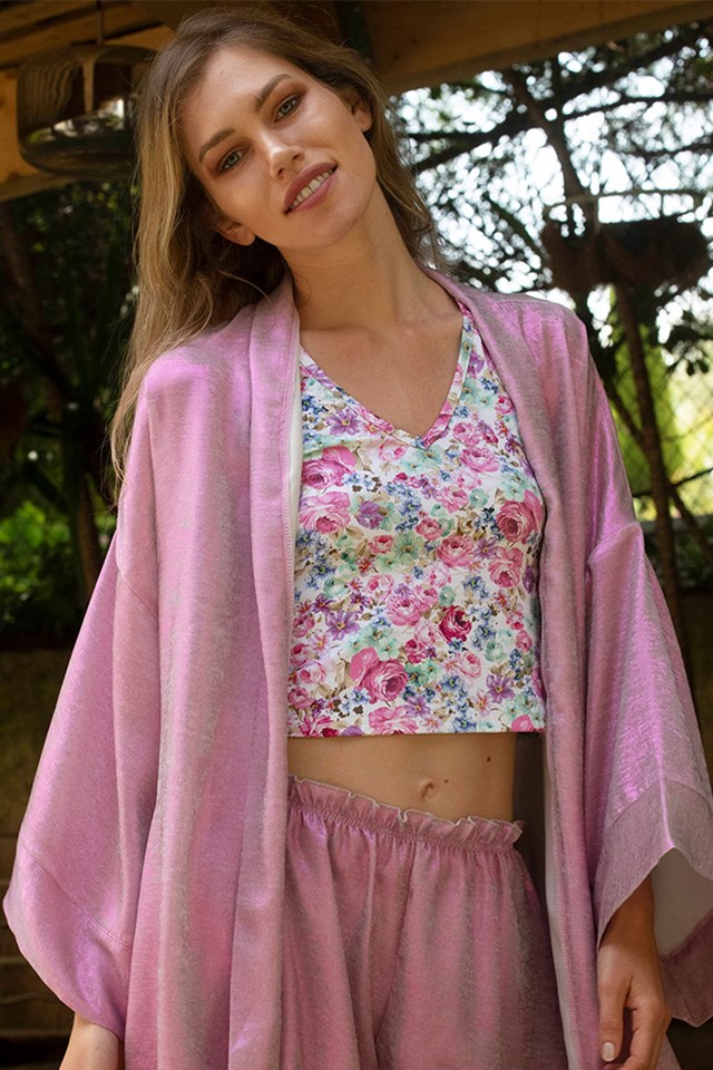 Elsa - Kimono Long Rose Pivoine 2