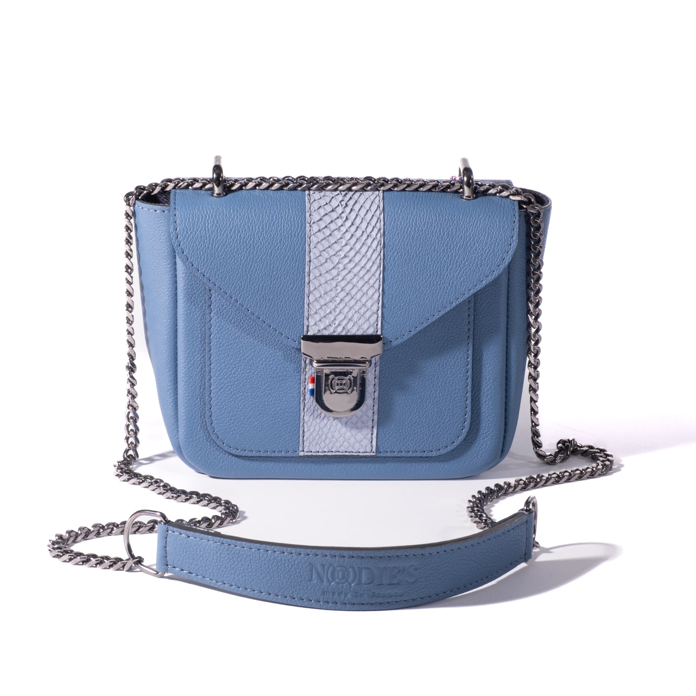 Sac bandoulière cuir de poisson bleu denim