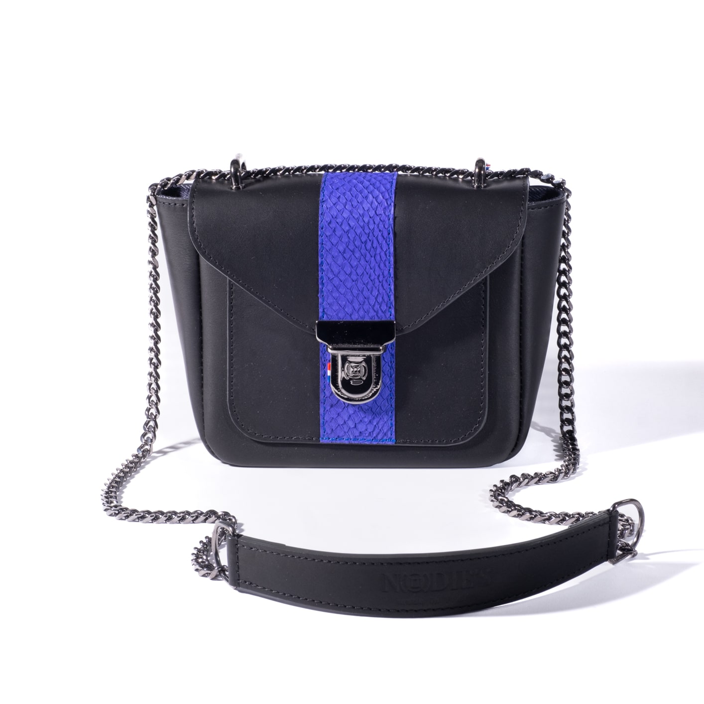 Sac bandoulière cuir de poisson noir