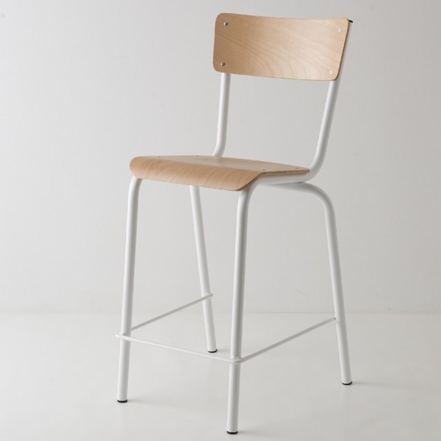 Chaise haute blanche et bois fabriquée en france