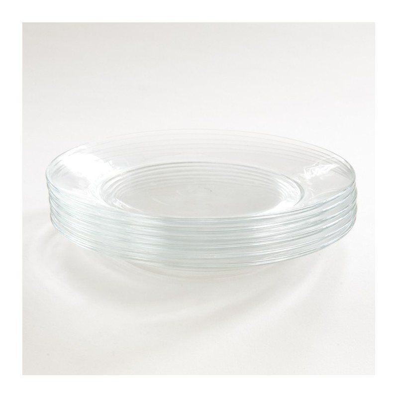 lot de 6 assiettes plates lys duralex en verre trempé fabriquées en france