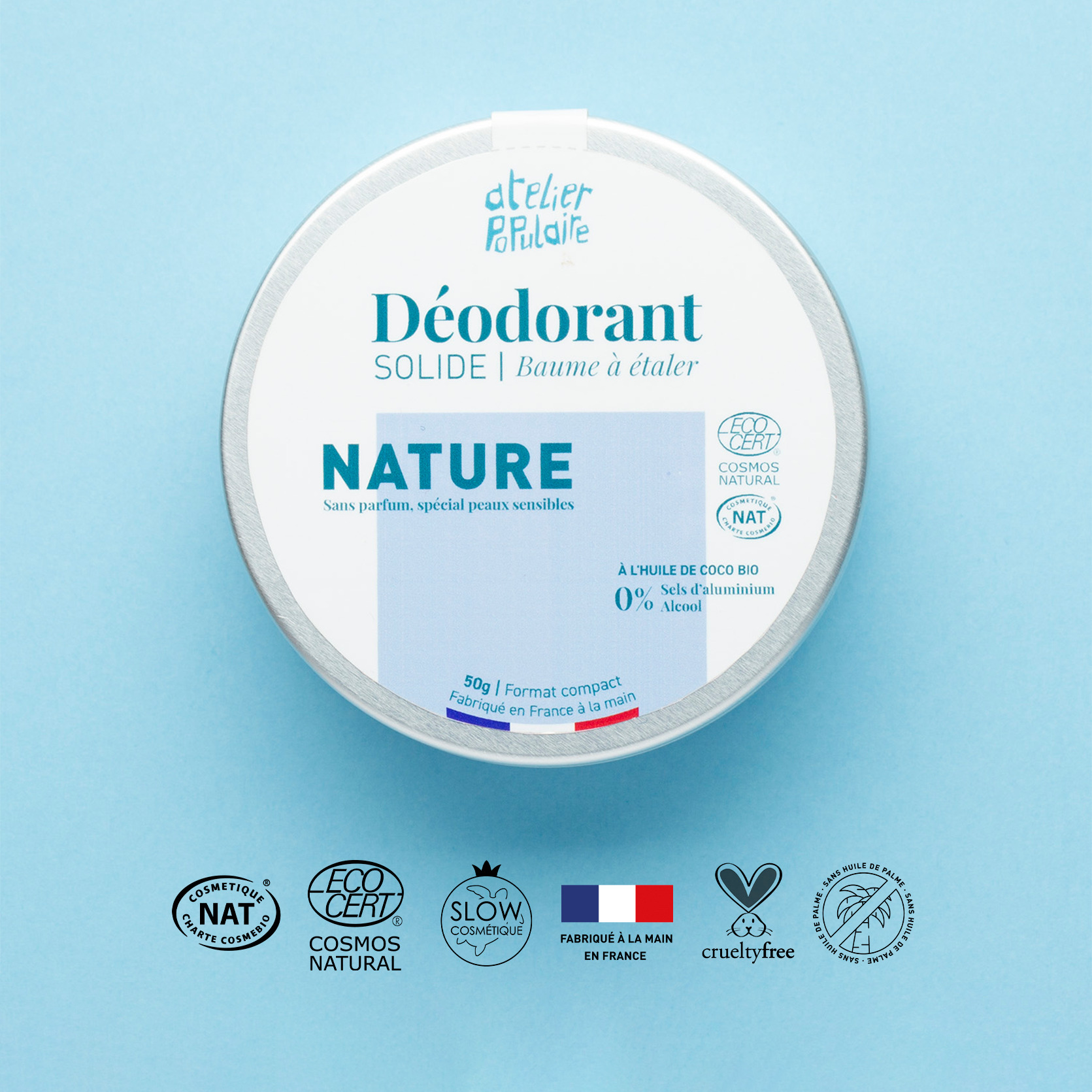 Déodorant solide certifié bio | Nature | 50g 2