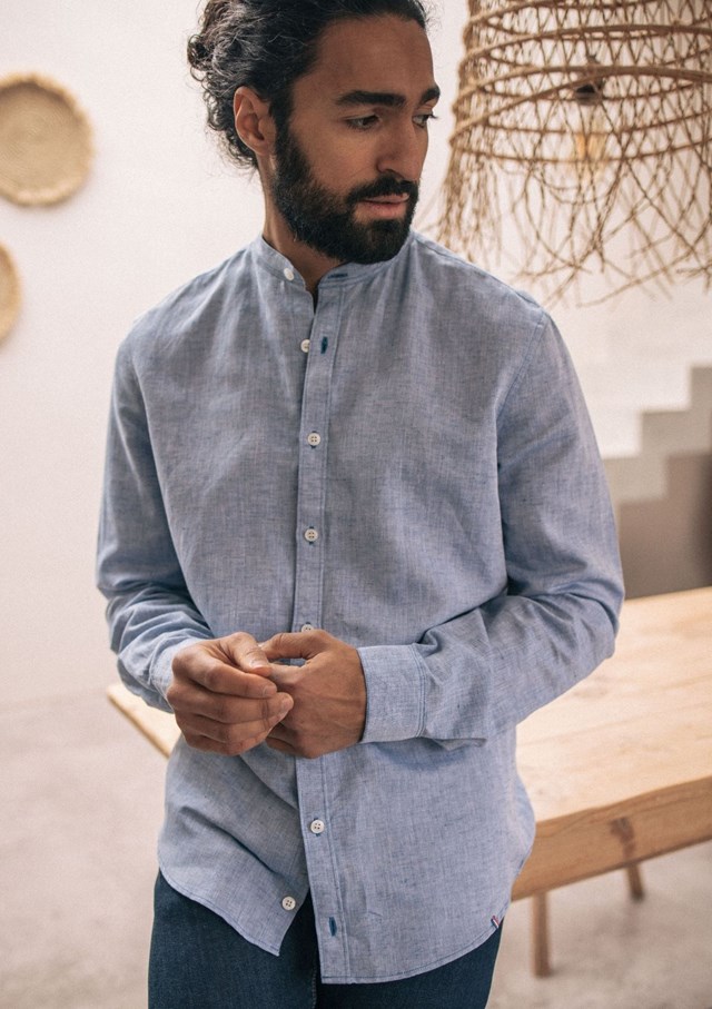 Chemise PIERRELIN - Coton bio - Lin - Made in France - Col Mao 2