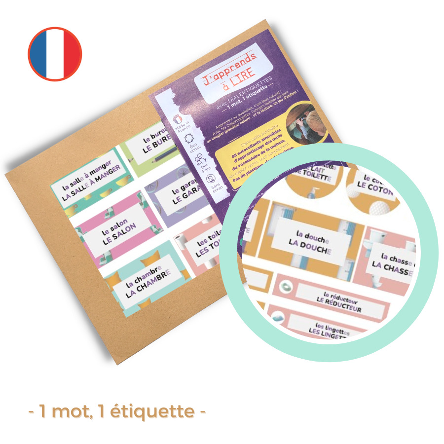 J'apprends à LIRE à la maison dès 3 ans avec mes 88 AUTOCOLLANTS AMOVIBLES Dialektiquettes