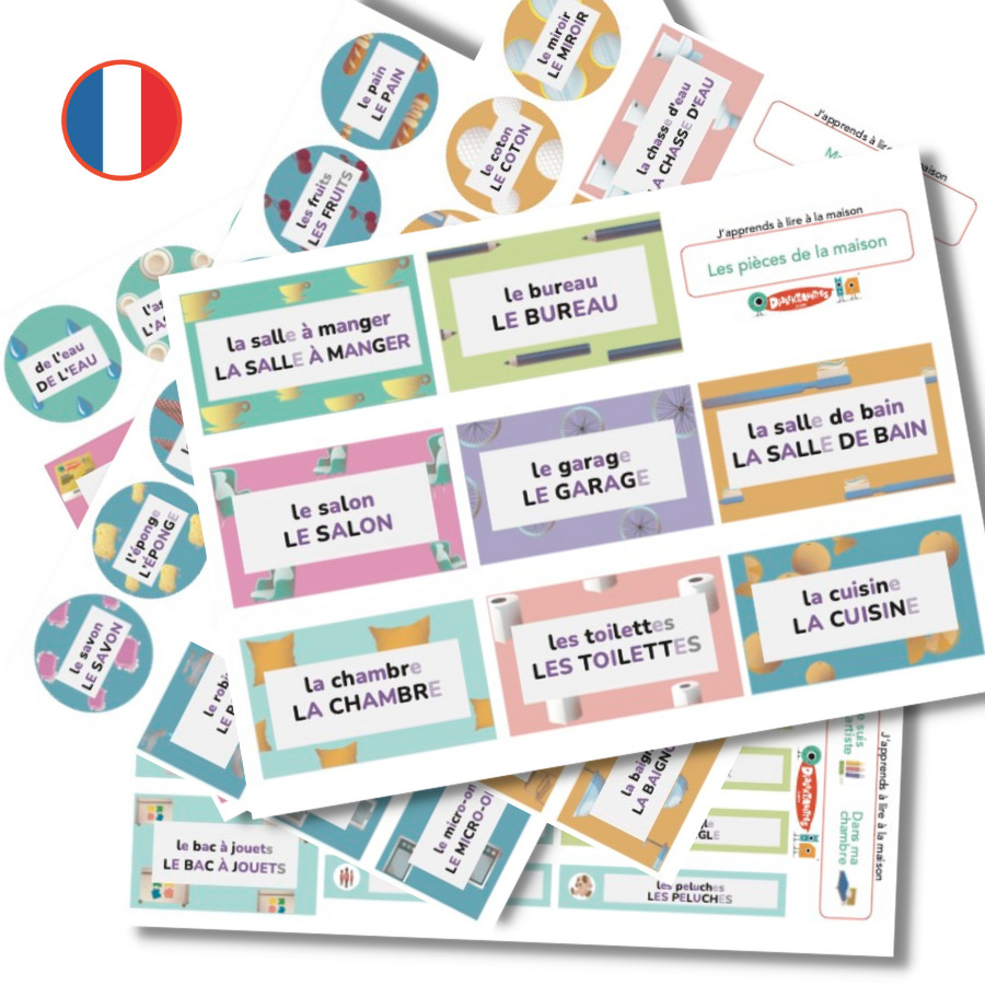 88 AUTOCOLLANTS pédagogiques AMOVIBLES pour apprendre à LIRE en AUTONOMIE