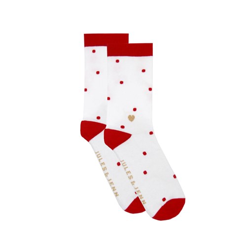 Chaussettes à pois blanc & rouge