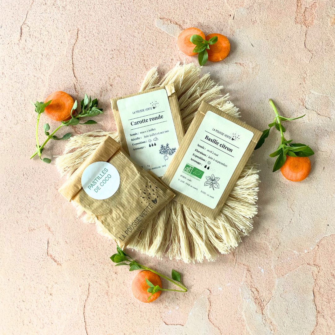 graines de basilic citron et carotte ronde