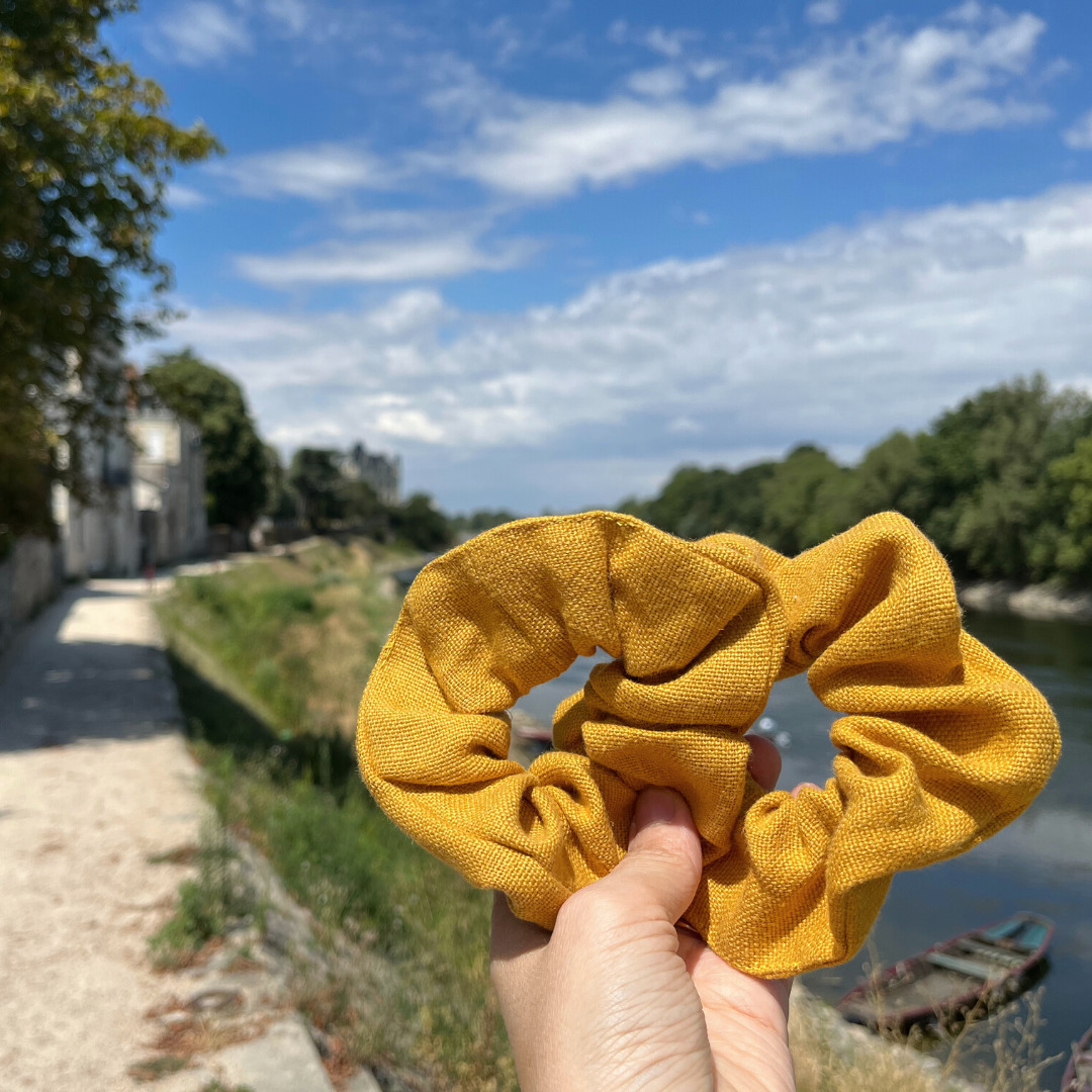 Duo de chouchous en lin jaune