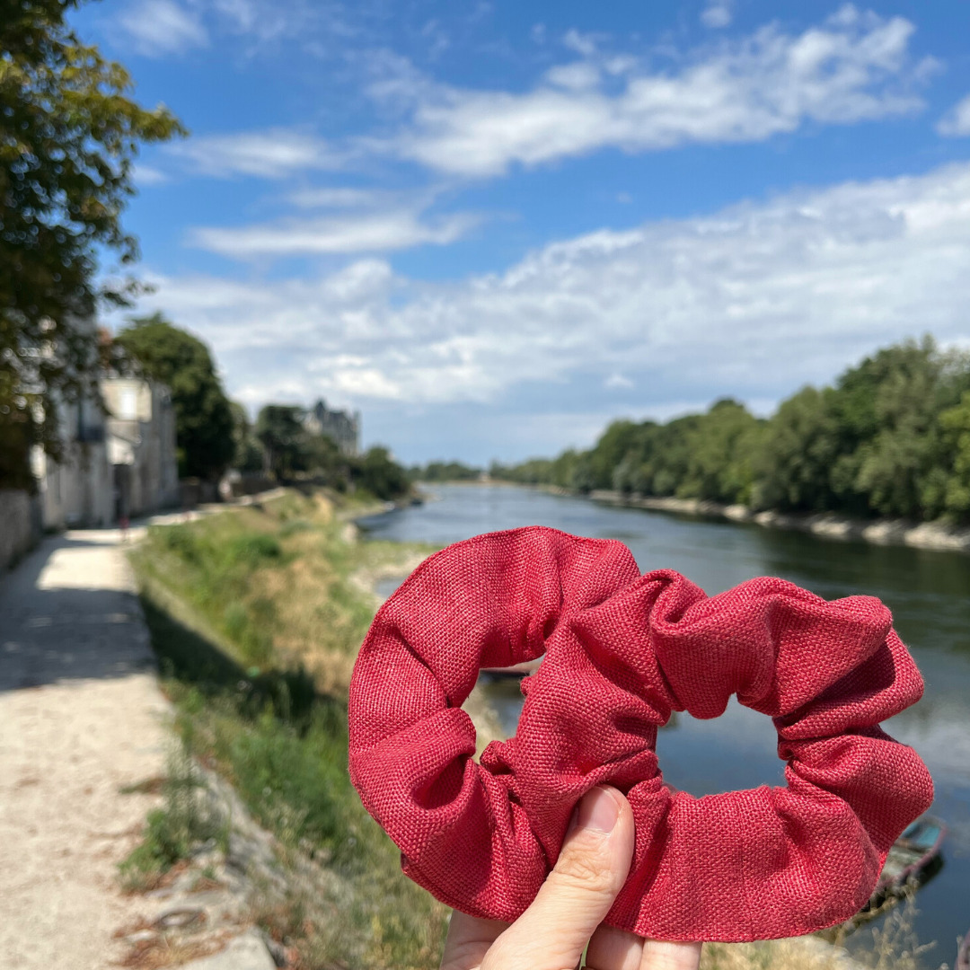 Duo de chouchous en lin rouge