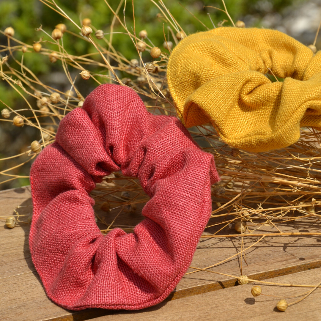 Chouchous en lin rouge et jaune