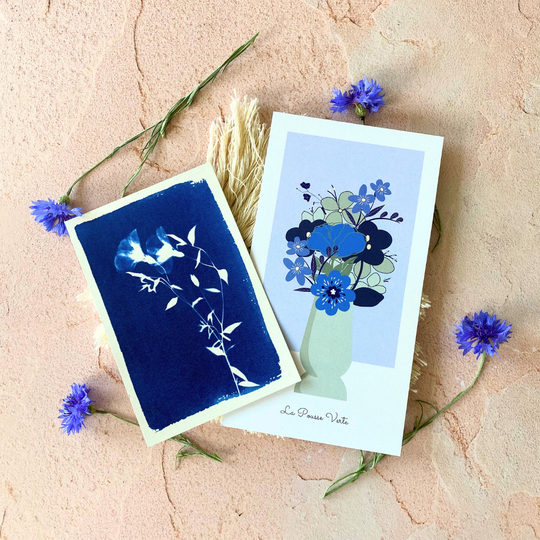 illustration et exemple de cyanotype un océan de fleurs