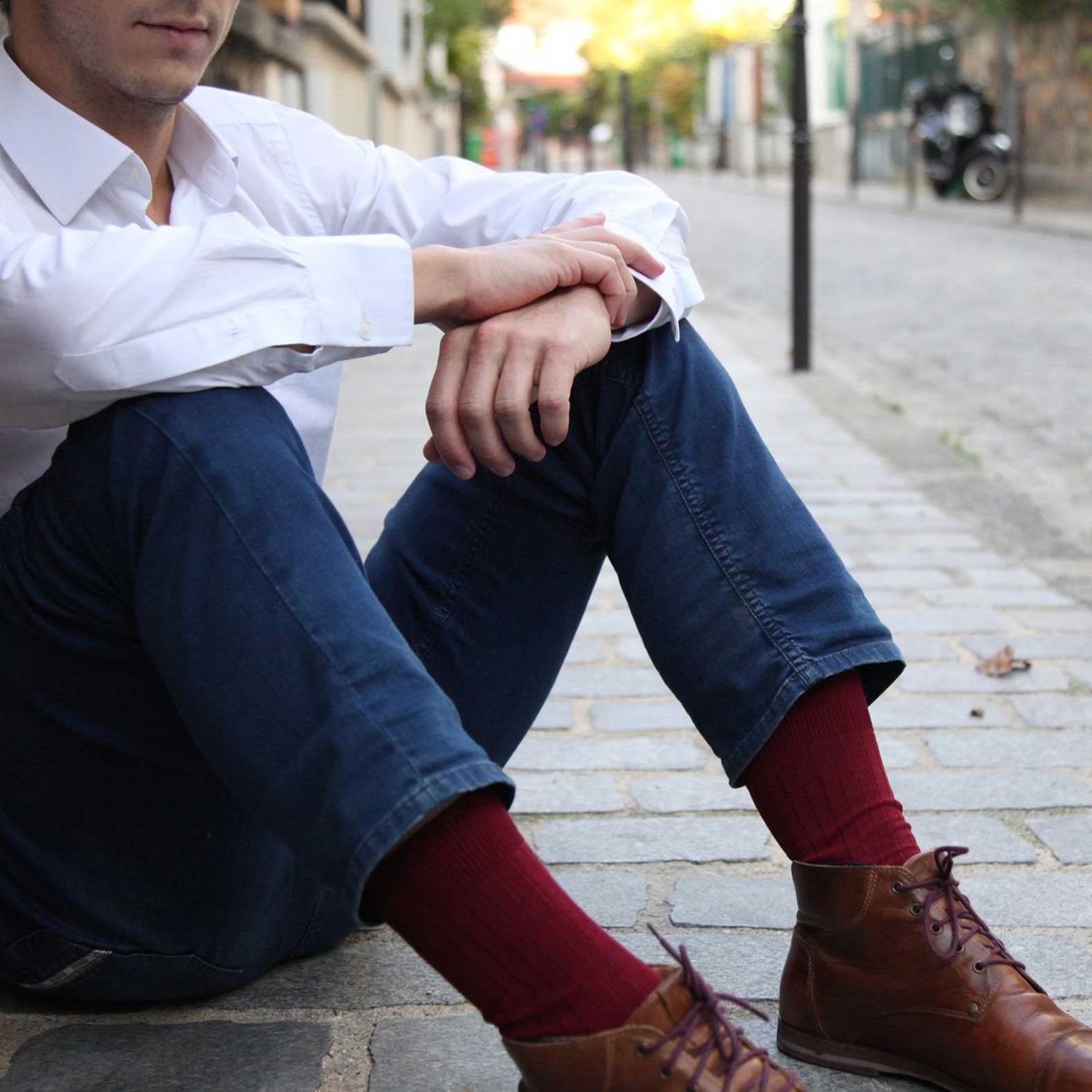 Chaussettes bordeaux 5