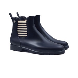 Bottines de pluie caoutchouc bleu & blanc