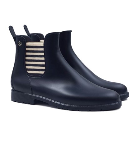 Bottines de pluie caoutchouc bleu & blanc