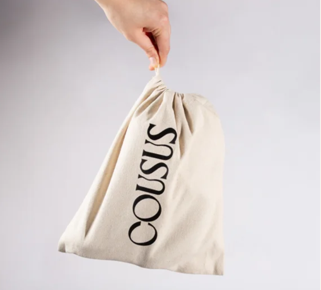 Pochon en coton recyclé pour charentaises hommes et femmes fabriquées en France