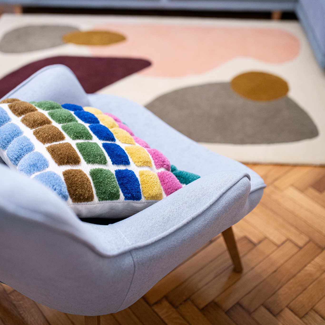 Housse de coussin en laine tufté - Tetris 3