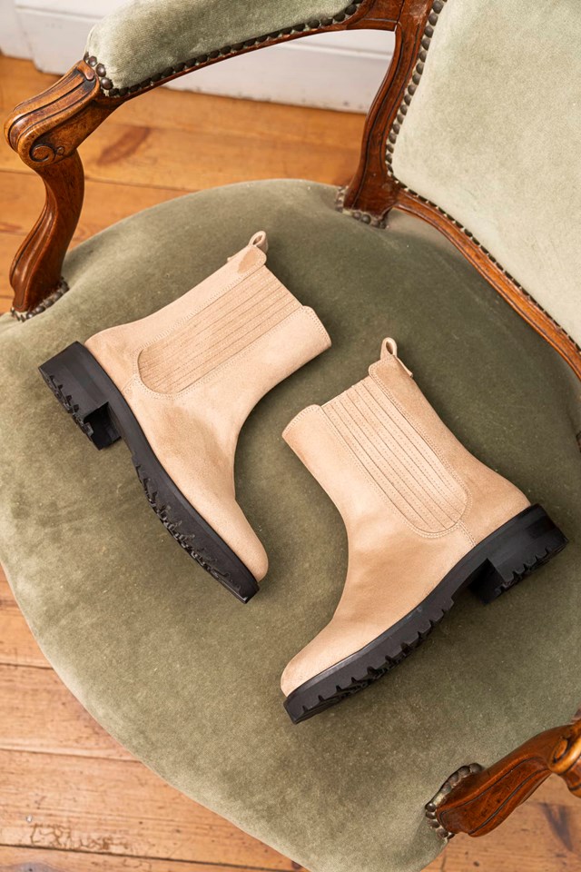 bottines sable recyclées avec un talon de 3,5 cm