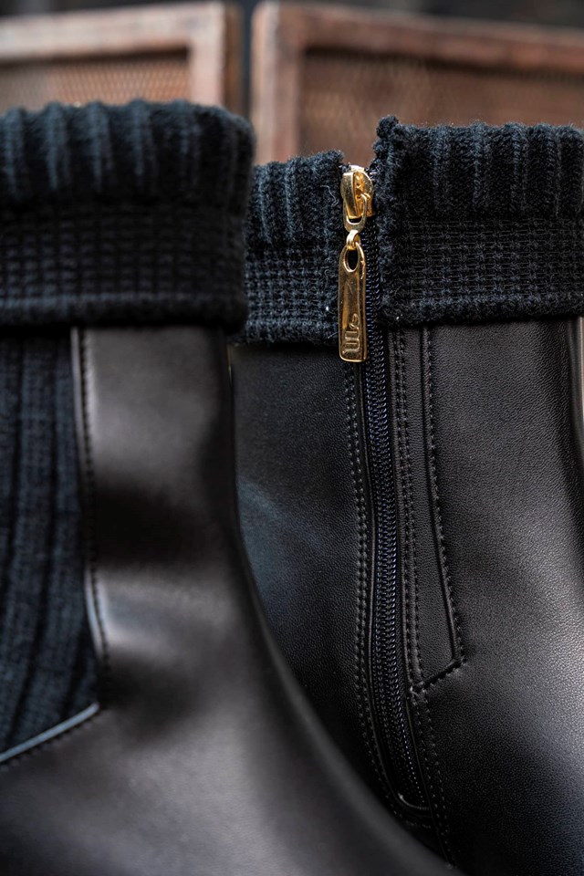 bottines à talons noires recyclées avec un talon de 6 cm