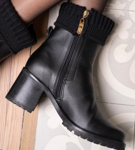 bottines à talons noires recyclées avec un talon de 6 cm