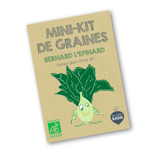 Mini-kit de semis - graines d'épinards bio - Bernard l'épinard