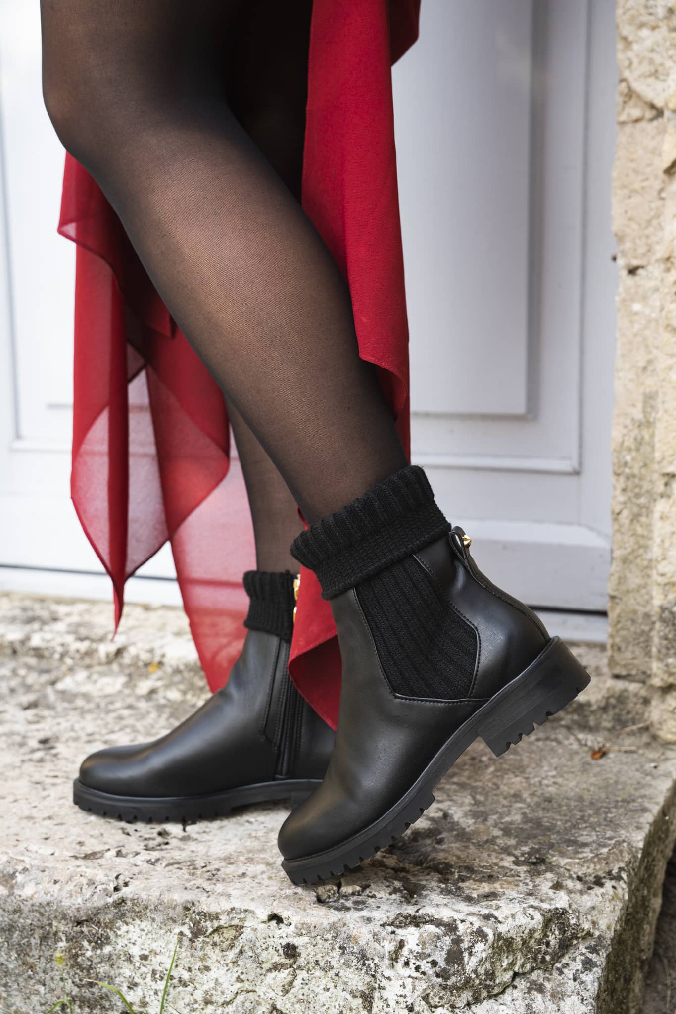 bottines noires vegan avec un talon de 3,5 cm