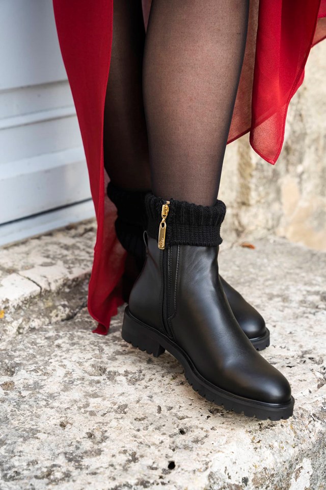 bottines noires vegan avec un talon de 3,5 cm