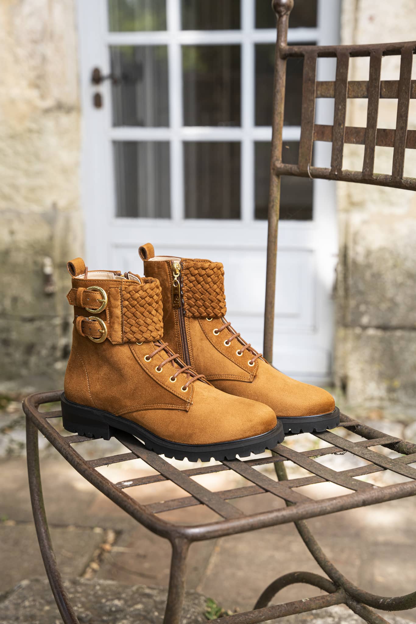 bottines à lacets noisette vegan