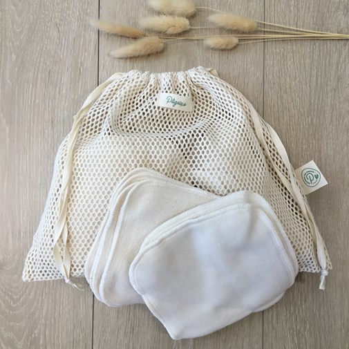 Filet de 30 lingettes lavables en coton bio