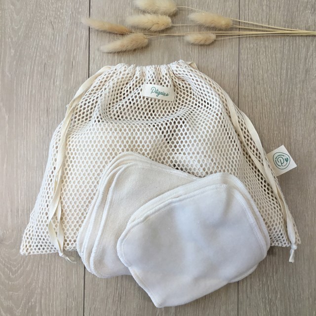 Filet de 30 lingettes lavables en coton bio certifié GOTS Pitigaïa