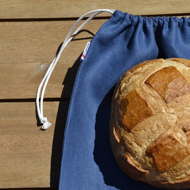Sac à pain Les extra-ordinaires Le Gourmand bleu marin zoom sur le cordon