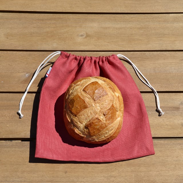 Sac à pain Les extra-ordinaires Le Gourmand rouge coquelicot avec gros pain