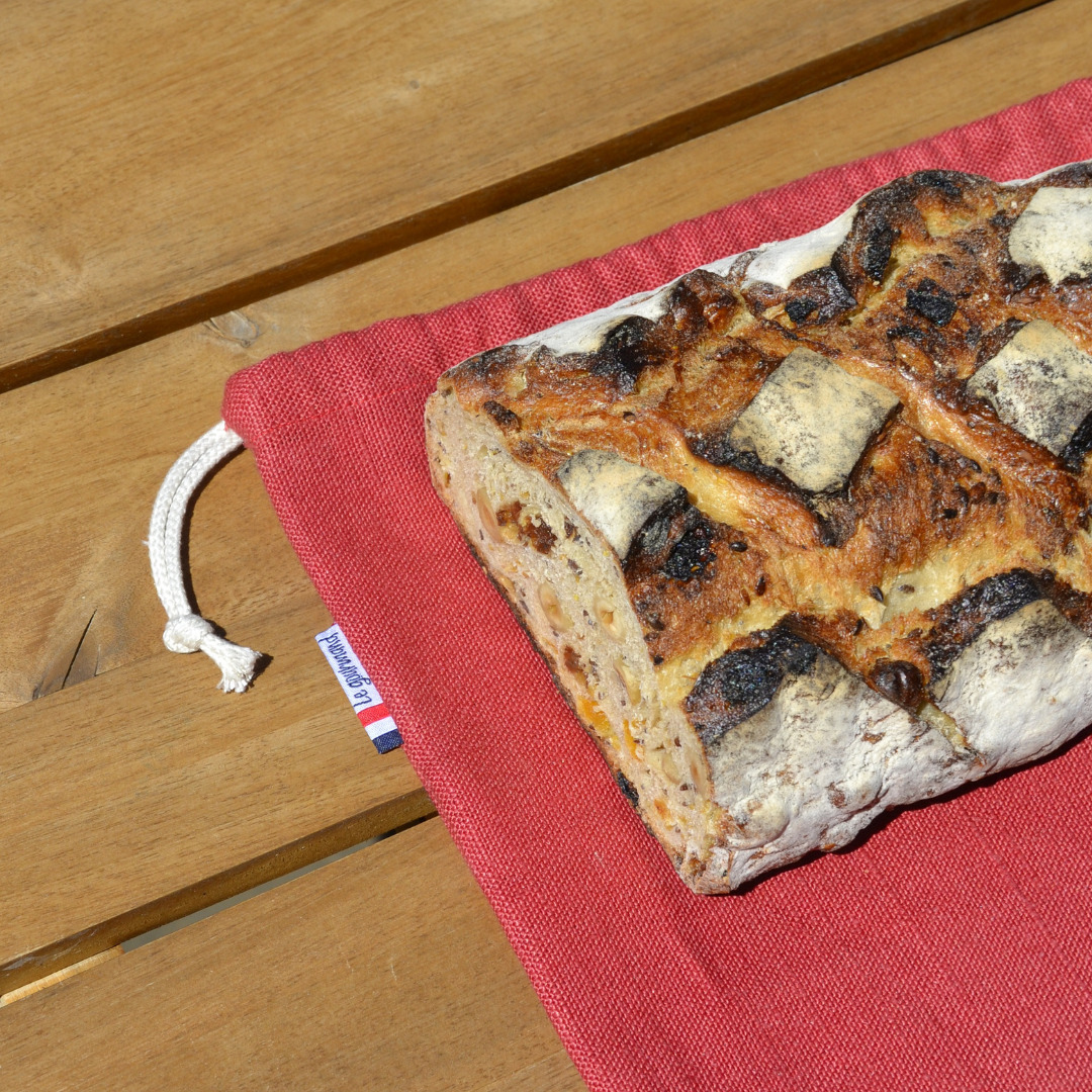 Sac à pain Les extra-ordinaires Le Gourmand rouge coquelicot pain aux fruits