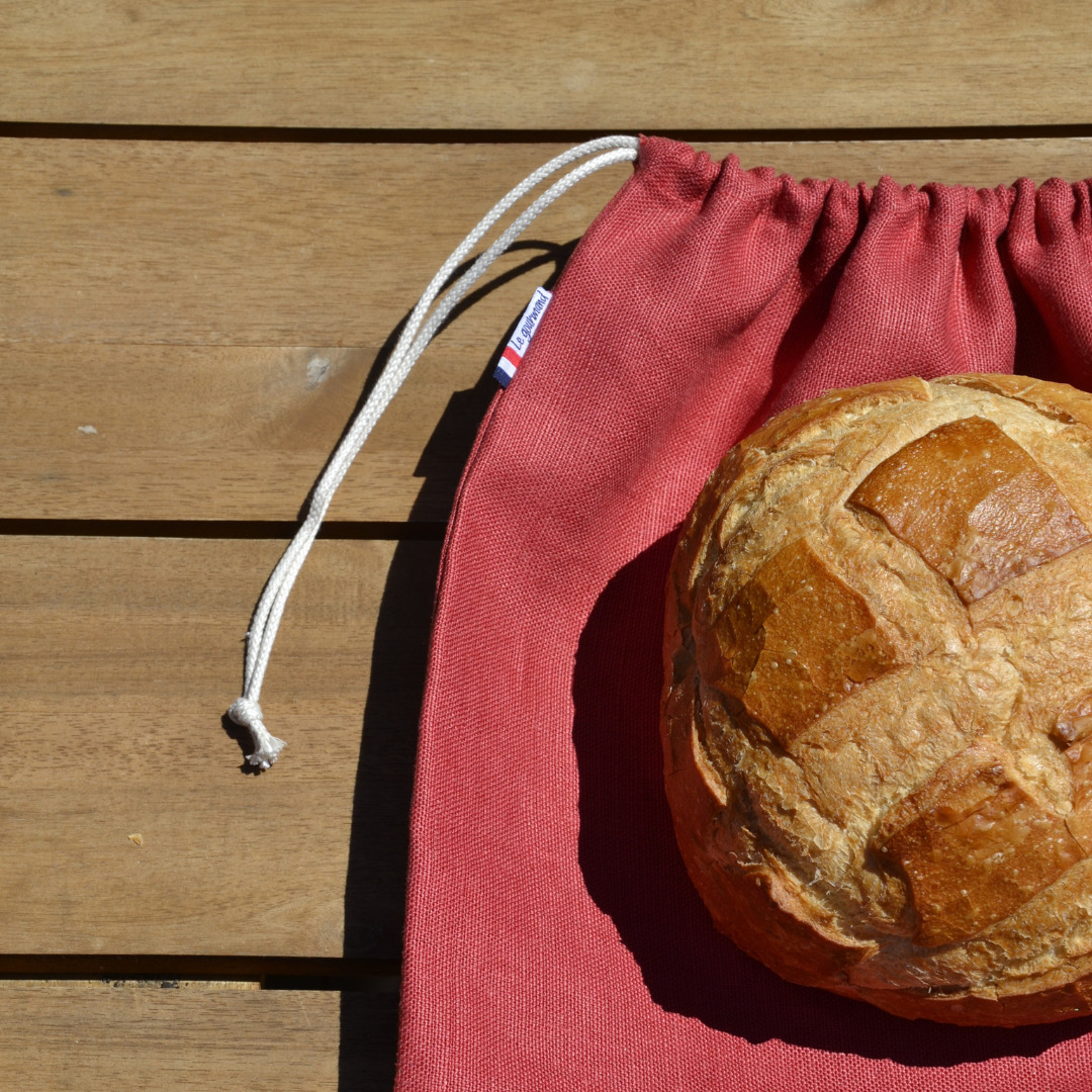 Sac à pain Les extra-ordinaires Le Gourmand rouge coquelicot zoom sur le cordon