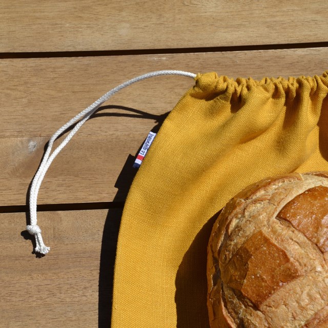 Sac à pain Les extra-ordinaires Le Gourmand jaune miel zoom sur le cordon