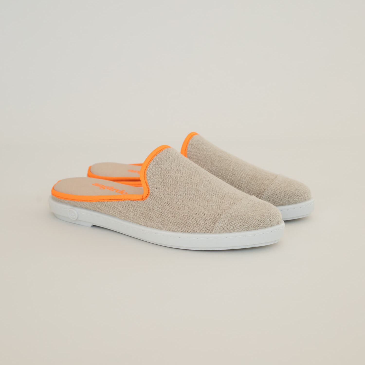La mule en lin recyclé, beige orange fluo 2