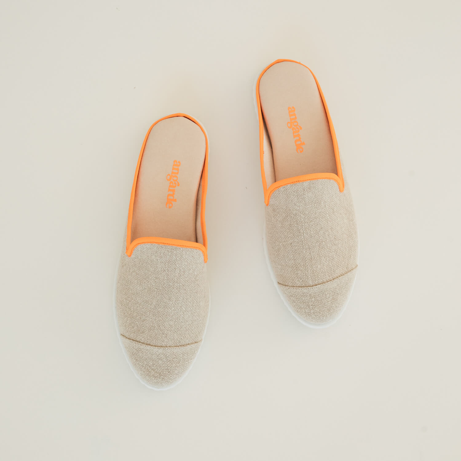 La mule en lin recyclé, beige orange fluo 3