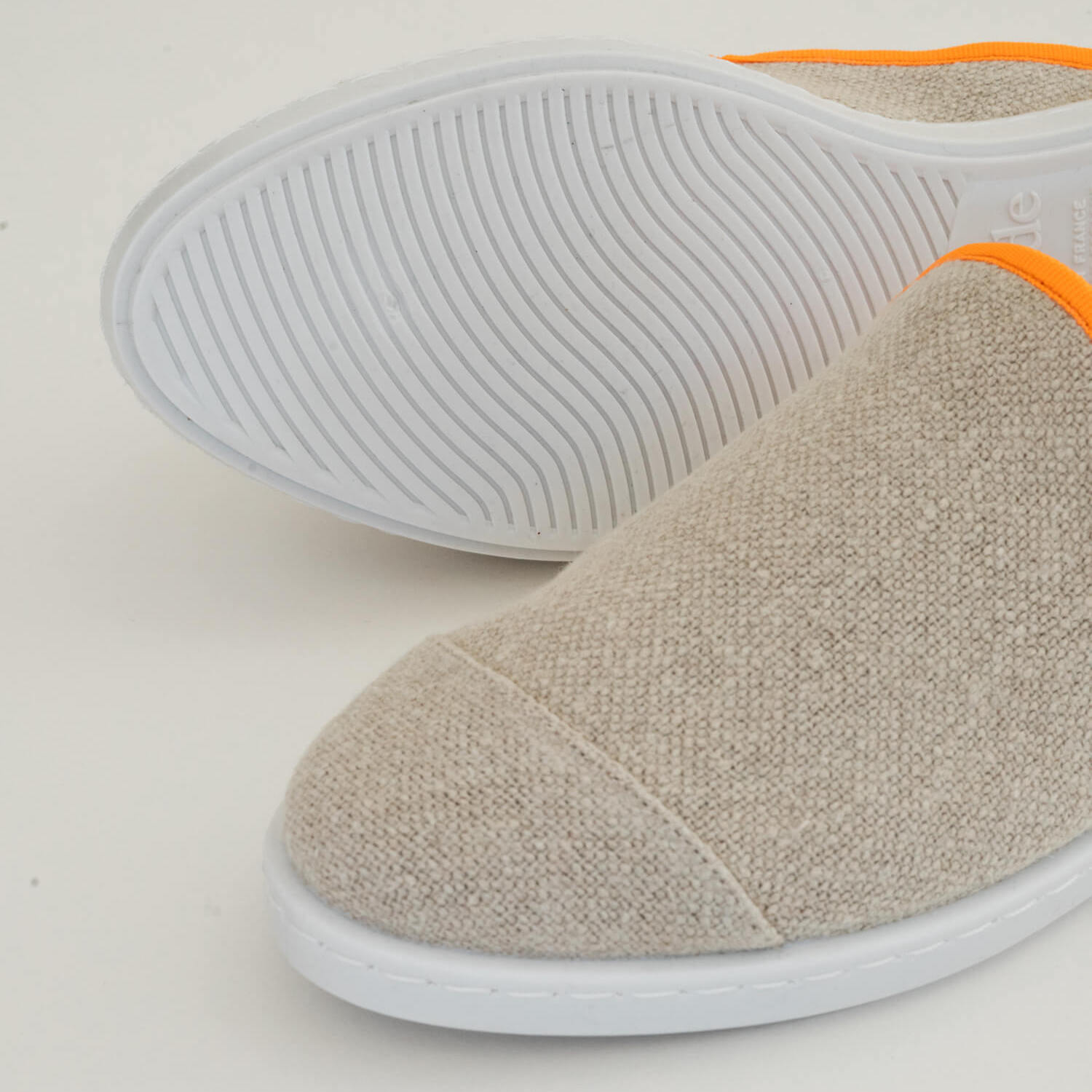 La mule en lin recyclé, beige orange fluo 4