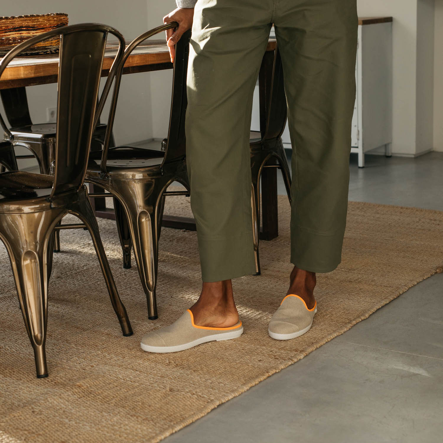 La mule en lin recyclé, beige orange fluo 6