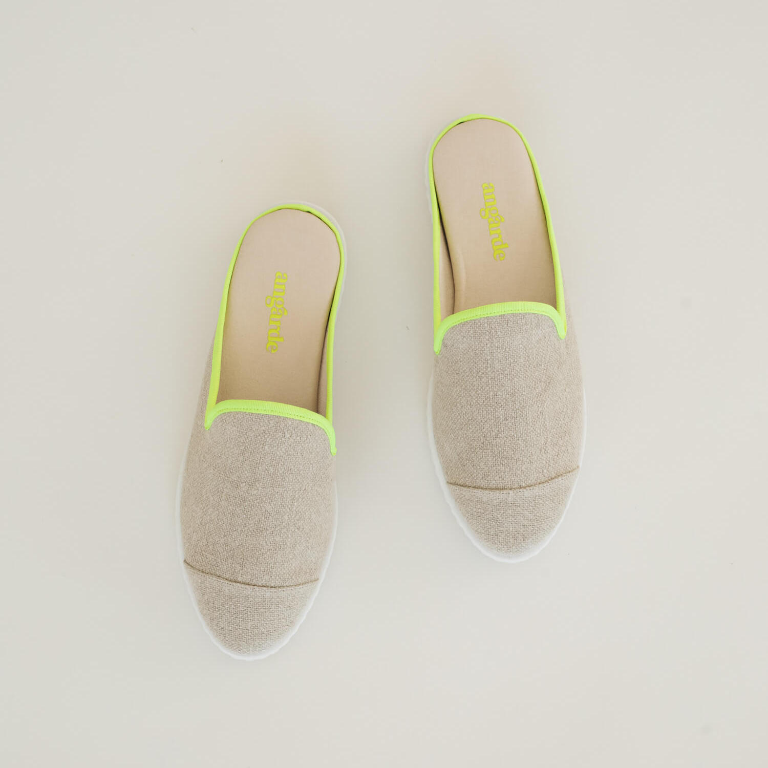 La mule en lin recyclé, beige jaune fluo 6