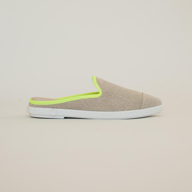 La mule en lin recyclé, beige jaune fluo 8