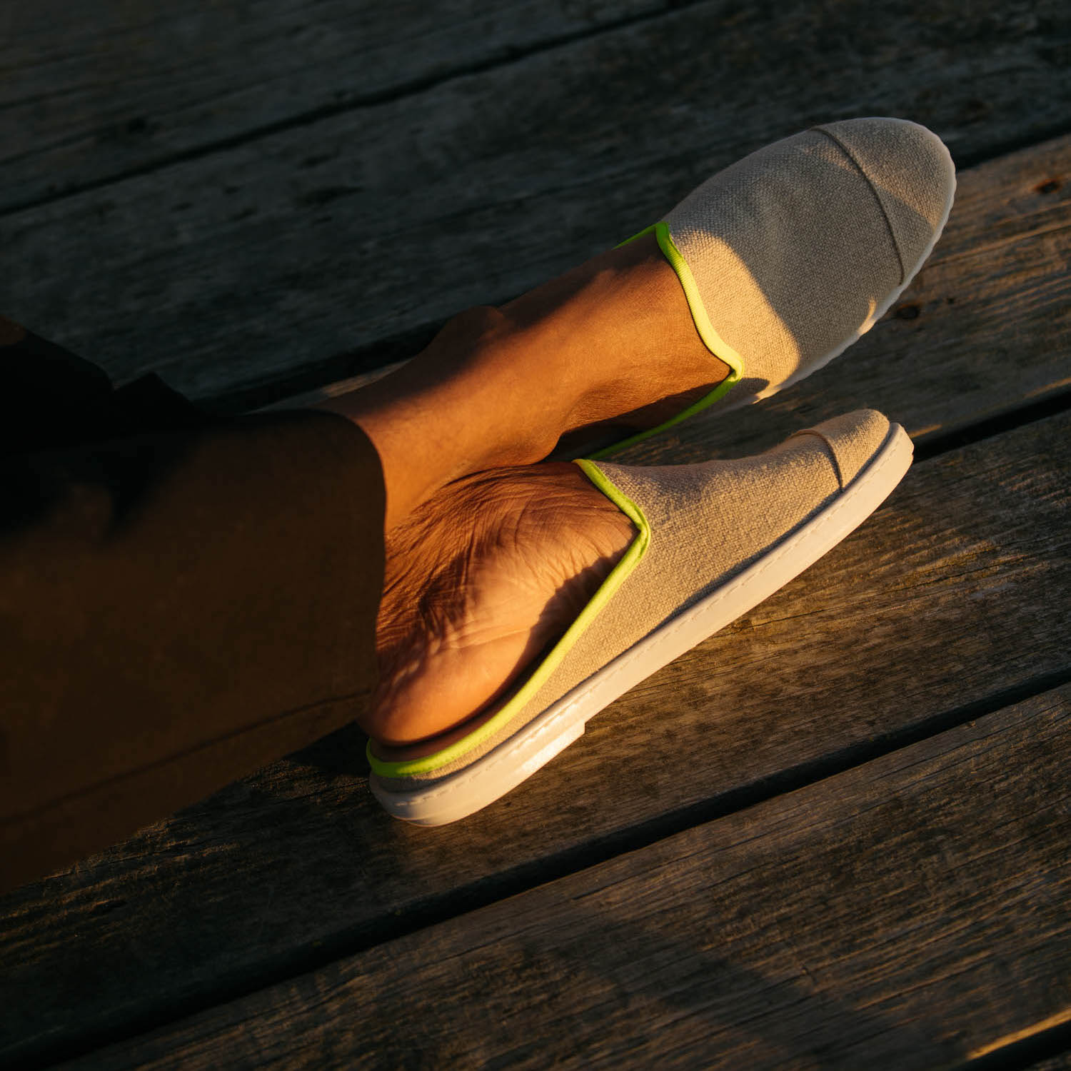 La mule en lin recyclé, beige jaune fluo 4