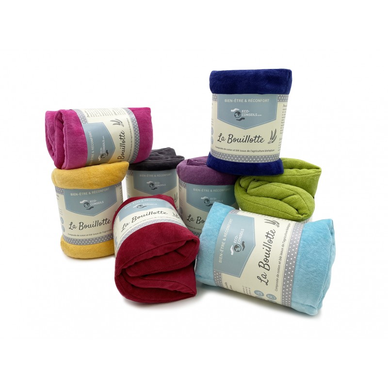 bouillote turquoise en coton et blé bio