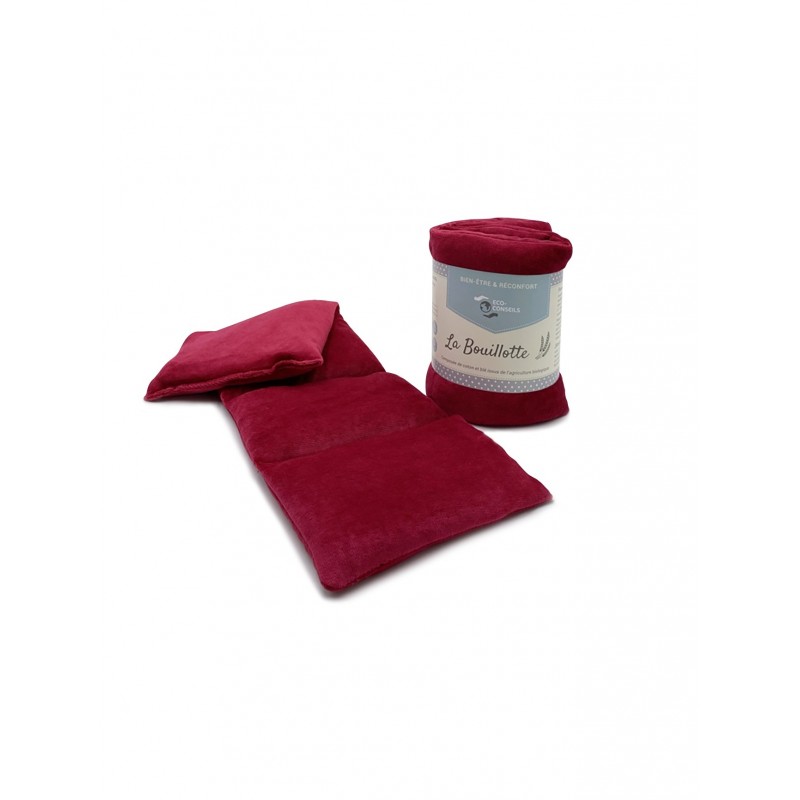 bouillote rouge/bordeaux en coton et blé bio