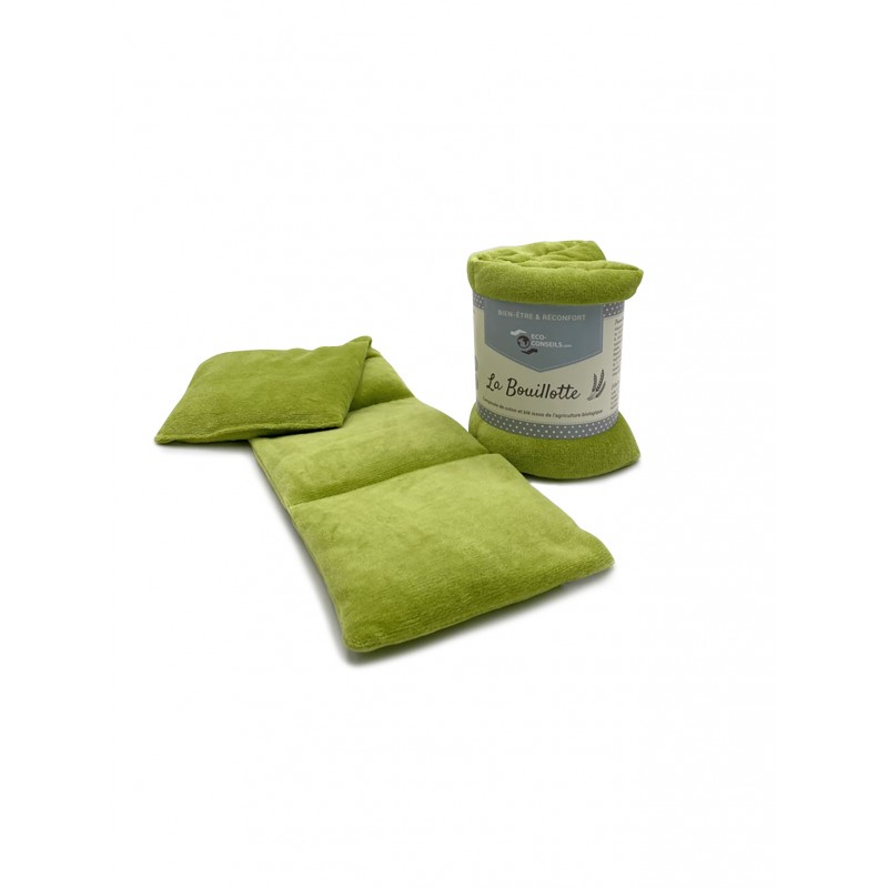bouillote vert mousse en coton et blé bio